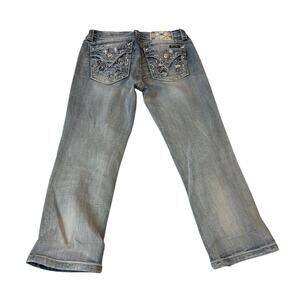 Miss Me Signature Mid Rise Crop Embellished Y2K Womens Size 27